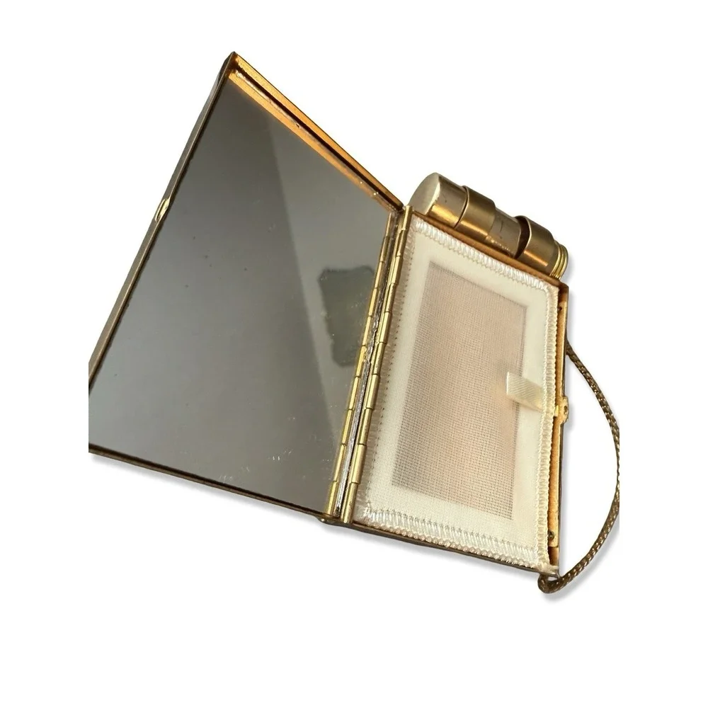 MCM Vintage Gold tone Zell Fifth Avenue Vanity Carryall Compact /Lipstick Holder